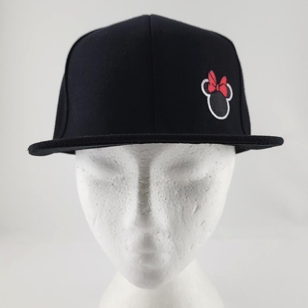 NWT Disney Minnie Mouse Women's Flat Bill Snap Back Black Baseball Cap EmbroideR - Picture 8 of 16